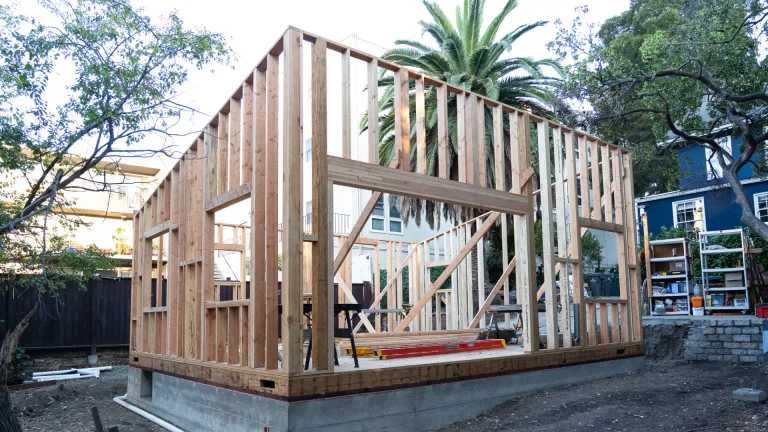 Adams Point ADU in Oakland during framing
