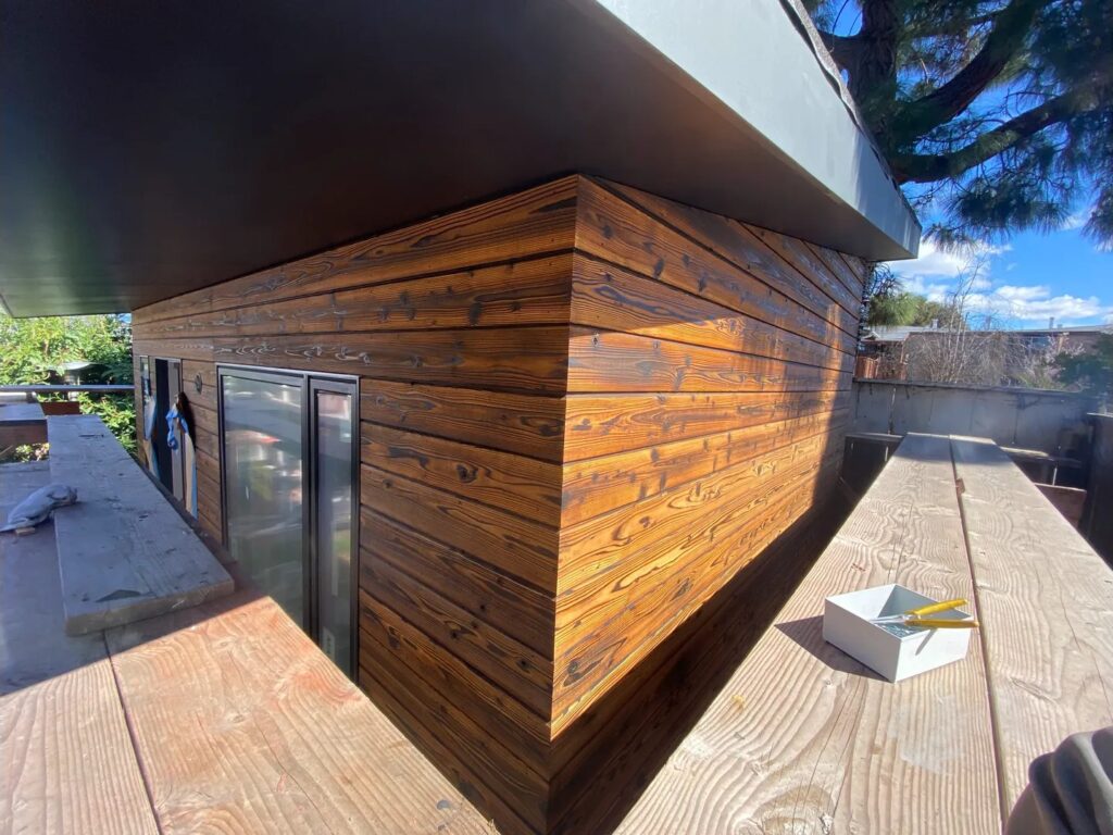 Detached office in South Berkeley with new shou sugi ban siding